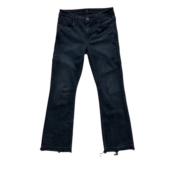 RtA Kiki Flare Crop Raw Hem Jeans in Black Dusk Wash Los Angeles - Size 25 - Picture 1 of 16